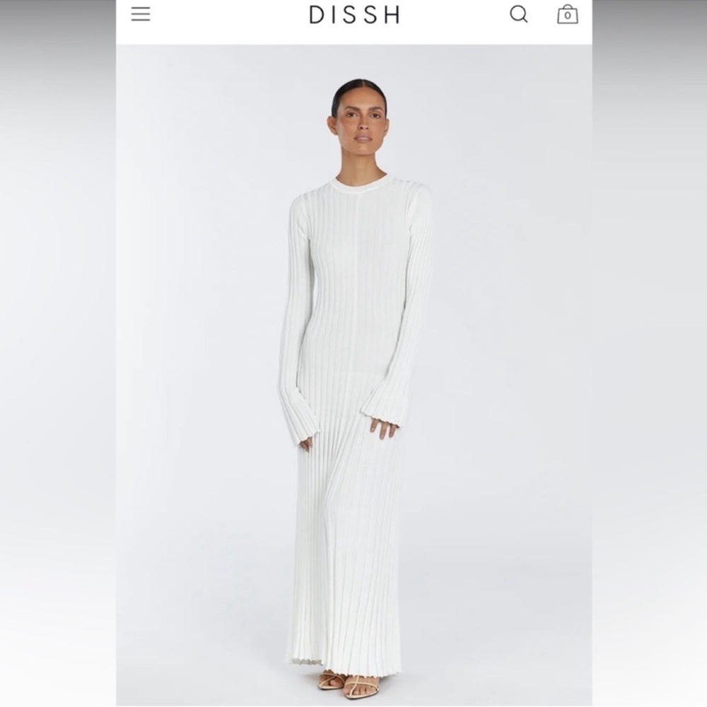 Dissh White Ribbed Maxi Dress